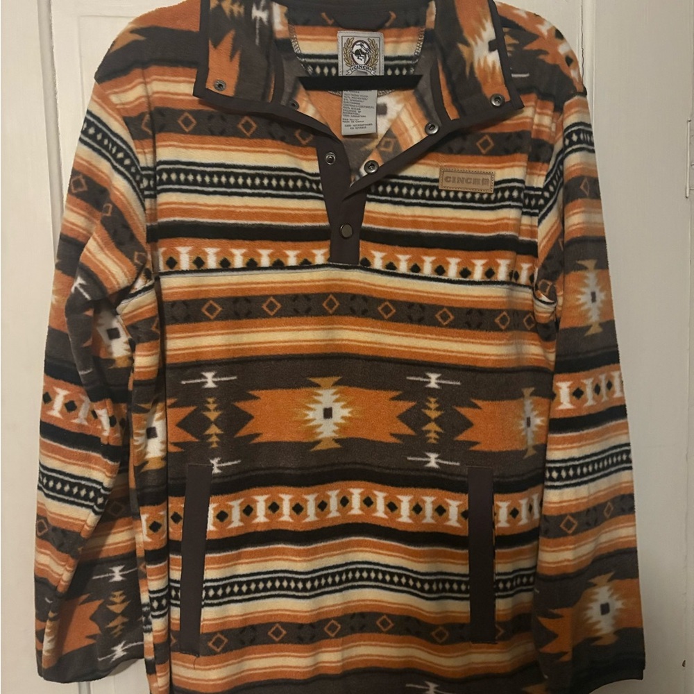 Cinch Fleece Multicolor Patterned Pullover